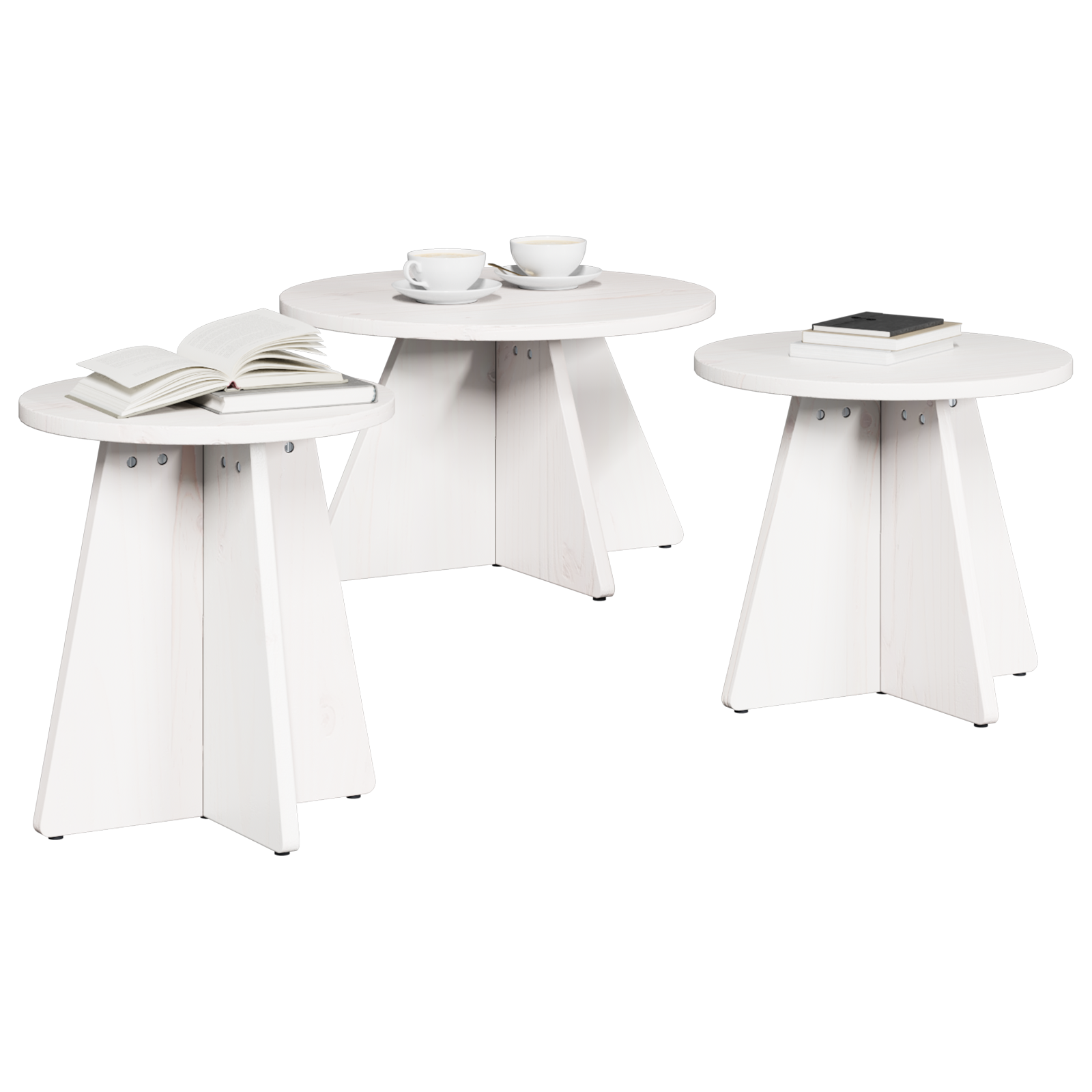 vidaXL Set de măsuțe de cafea 3 pcs Alb 49 x 49 x 30 cm