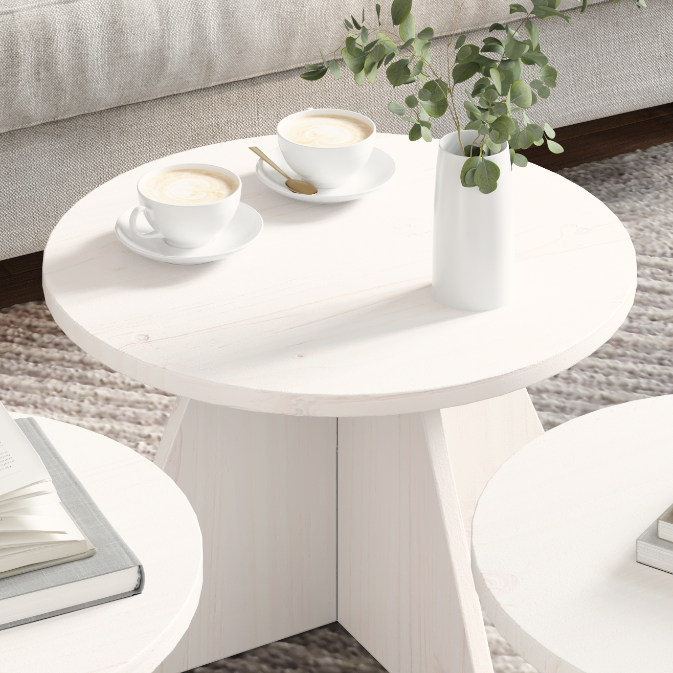 vidaXL Set de măsuțe de cafea 3 pcs Alb 49 x 49 x 30 cm