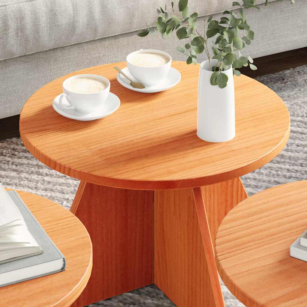 vidaXL Masă de cafea 3 pcs Maroniu cerat 49 x 49 x 30 cm vidaXL Masă de cafea 3 pcs Maroniu cerat 49 x 49 x 30 cm