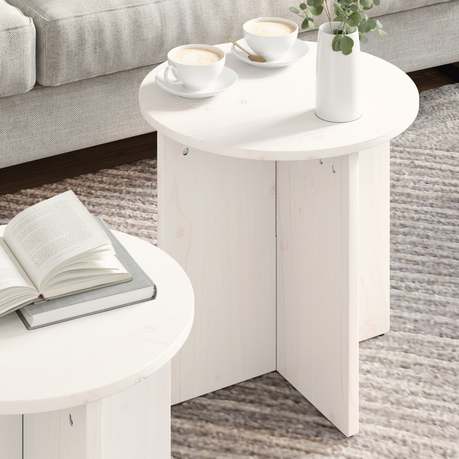 vidaXL Set de măsuțe de cafea 2 pcs Alb 41.5 x 41.5 x 41 cm