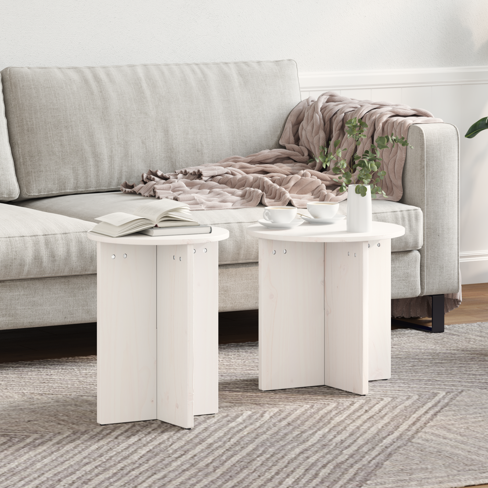 vidaXL Set de măsuțe de cafea 2 pcs Alb 41.5 x 41.5 x 41 cm