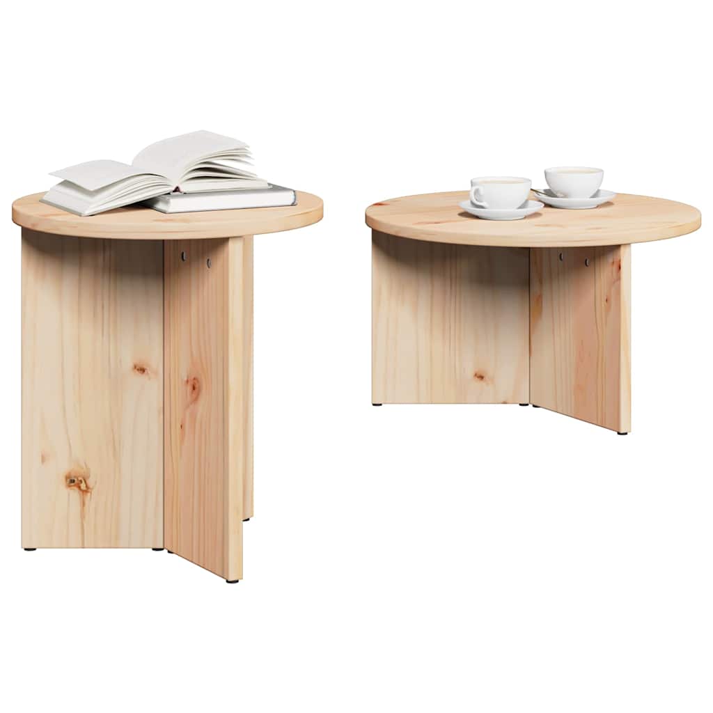 vidaXL Masă de cafea 2 pcs natural Lemn masiv de pin