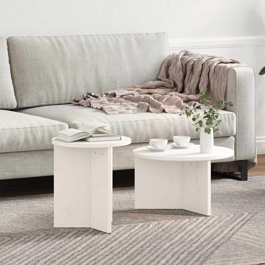 vidaXL Set de măsuțe de cafea 2 pcs Alb 49 x 49 x 28 cm