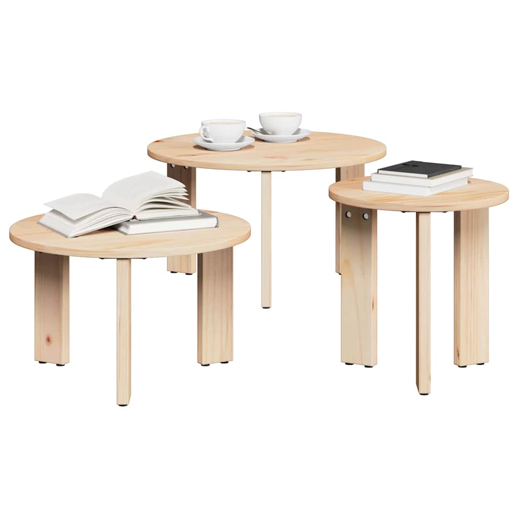 vidaXL Masă de cafea 3 pcs Natural 47.5 x 47.5 x 27 cm vidaXL Masă de cafea 3 pcs Natural 47.5 x 47.5 x 27 cm