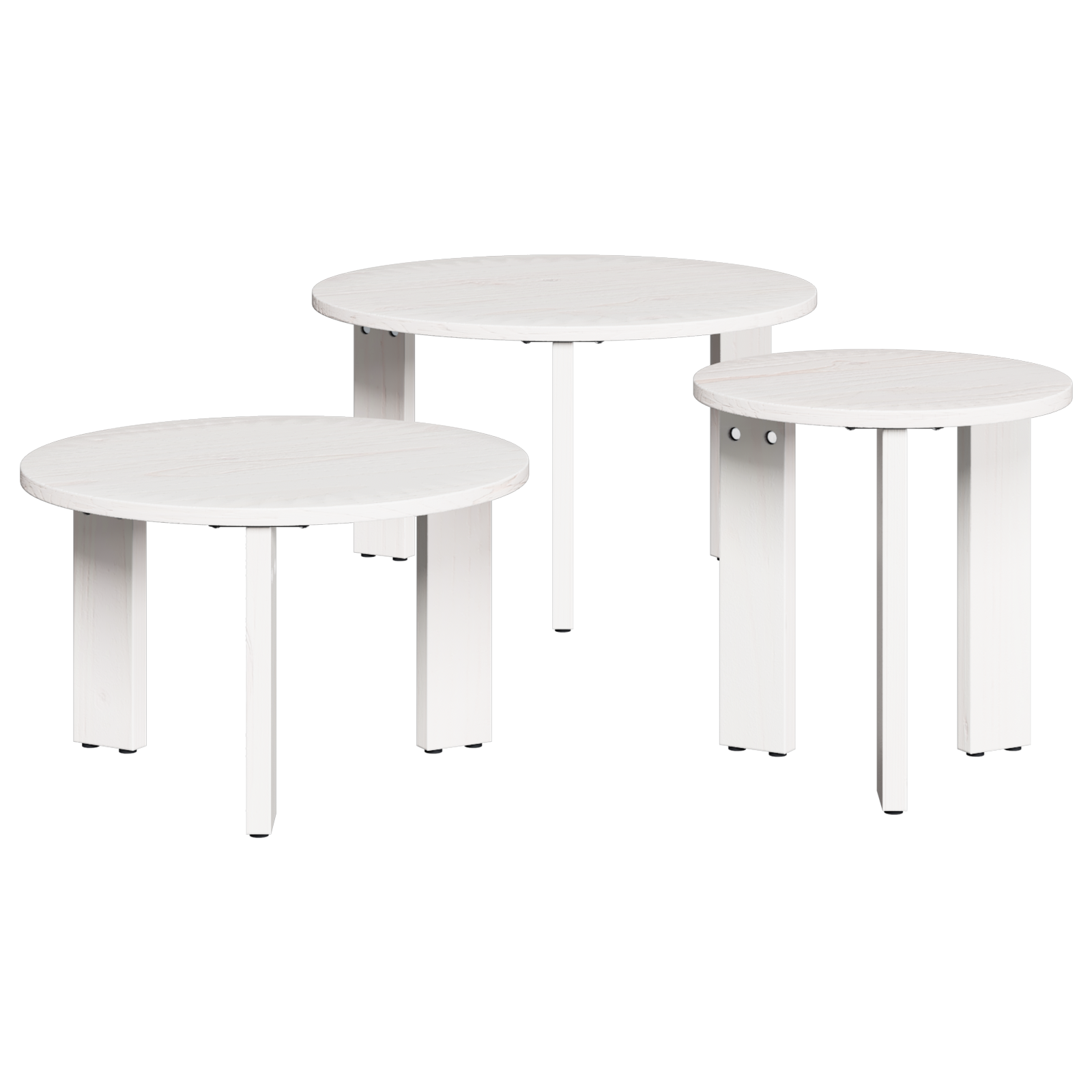 vidaXL Set de măsuțe de cafea 3 pcs Alb 47.5 x 47.5 x 27 cm