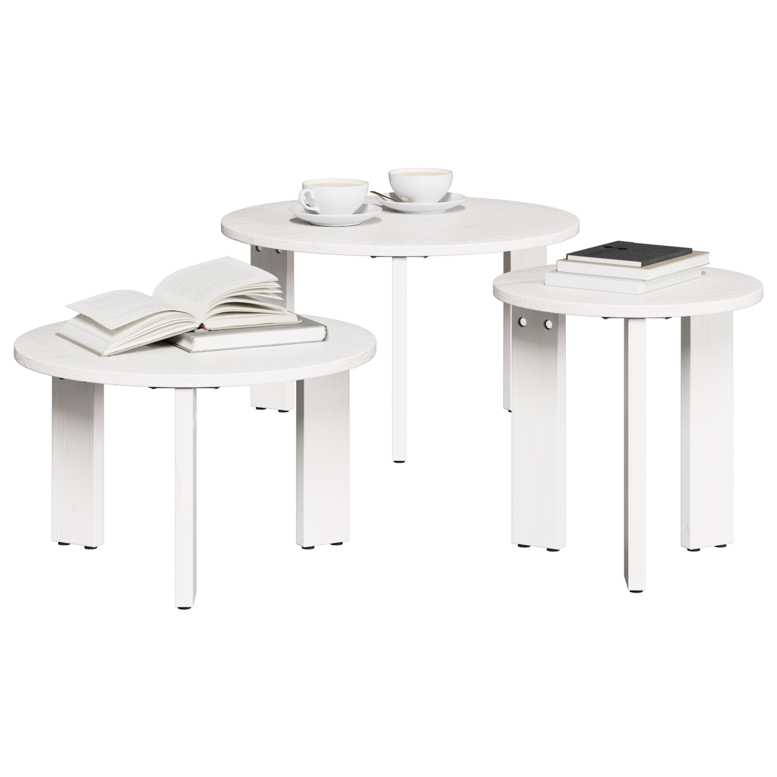 vidaXL Set de măsuțe de cafea 3 pcs Alb 47.5 x 47.5 x 27 cm