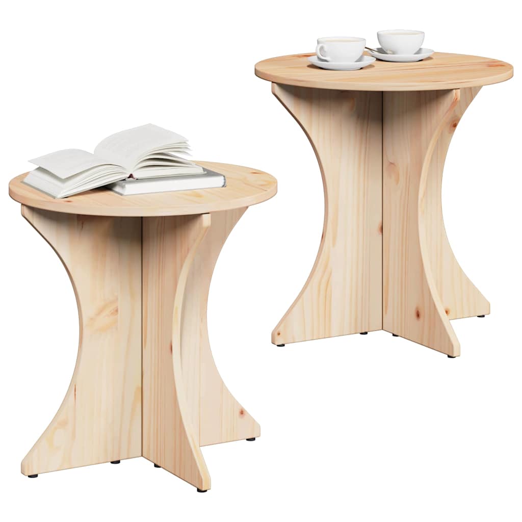 vidaXL Masă de cafea 2 pcs Natural 46 x 46 x 47 cm Lemn de brad solid vidaXL Masă de cafea 2 pcs Natural 46 x 46 x 47 cm Lemn de brad solid