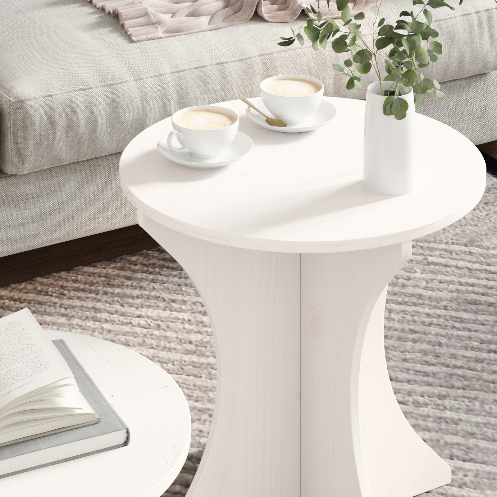 vidaXL Set de măsuțe de cafea 2 pcs Alb 46 x 46 x 47 cm