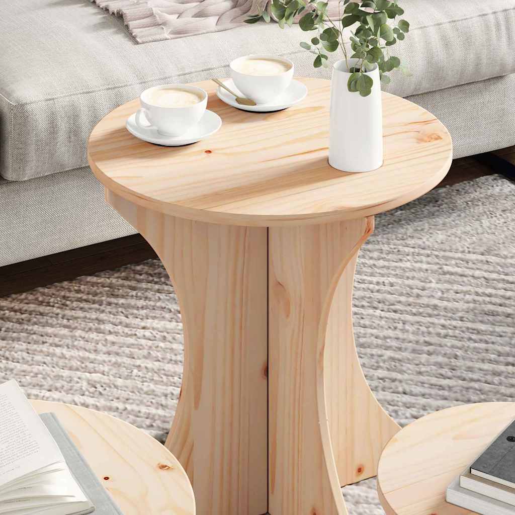 vidaXL Masă de cafea 3 pcs Natural 46 x 46 x 47 cm Lemn de brad solid