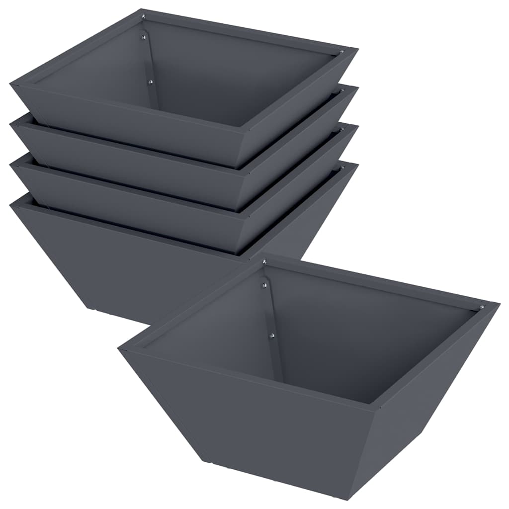 vidaXL Ghiveci de Grădină 5 pcs Antracit 35 x 35 x 15 cm Oțel