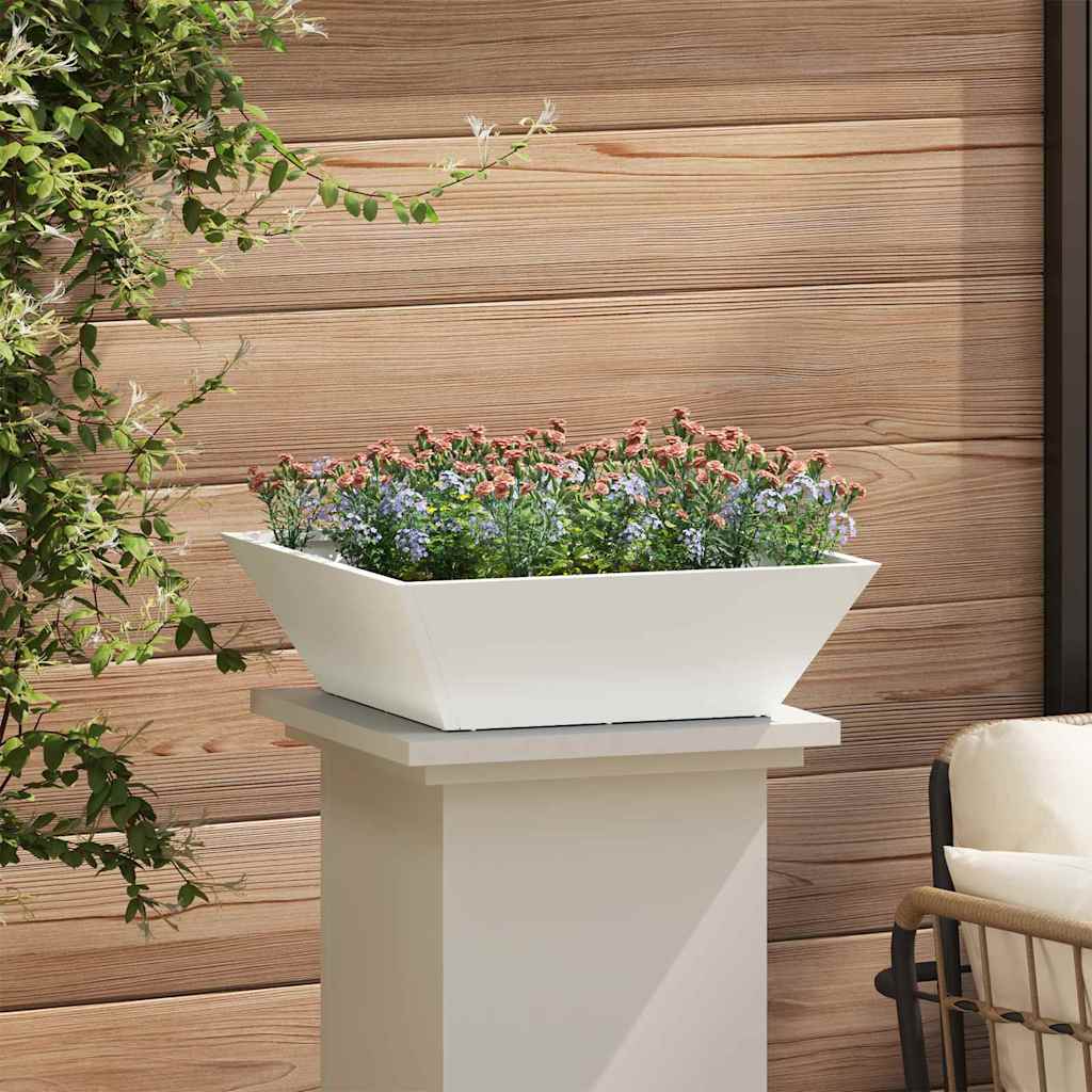 vidaXL Ghiveci de Grădină 5 pcs Alb 50 x 50 x 15 cm Oțel