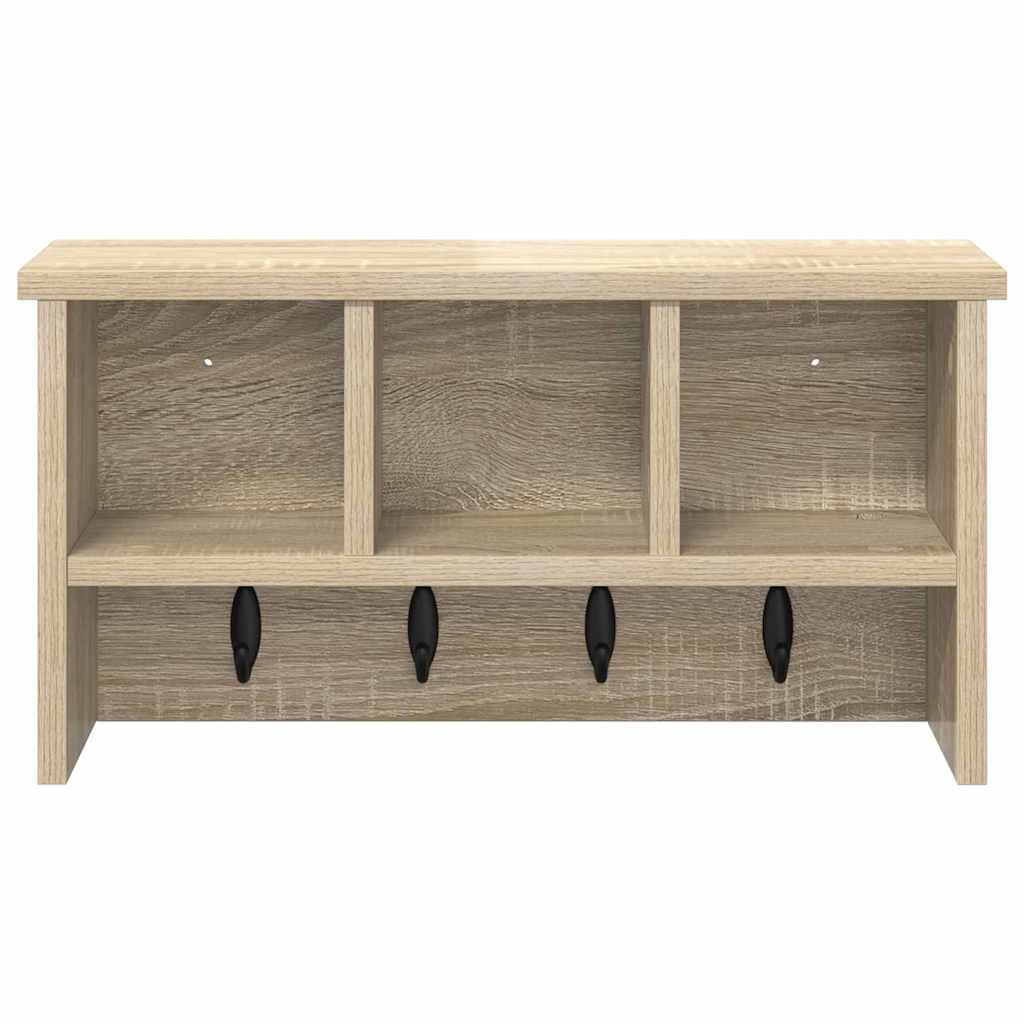 vidaXL Răcător de paltoane montat pe perete cu raft Stejar sonoma vidaXL Răcător de paltoane montat pe perete cu raft Stejar sonoma