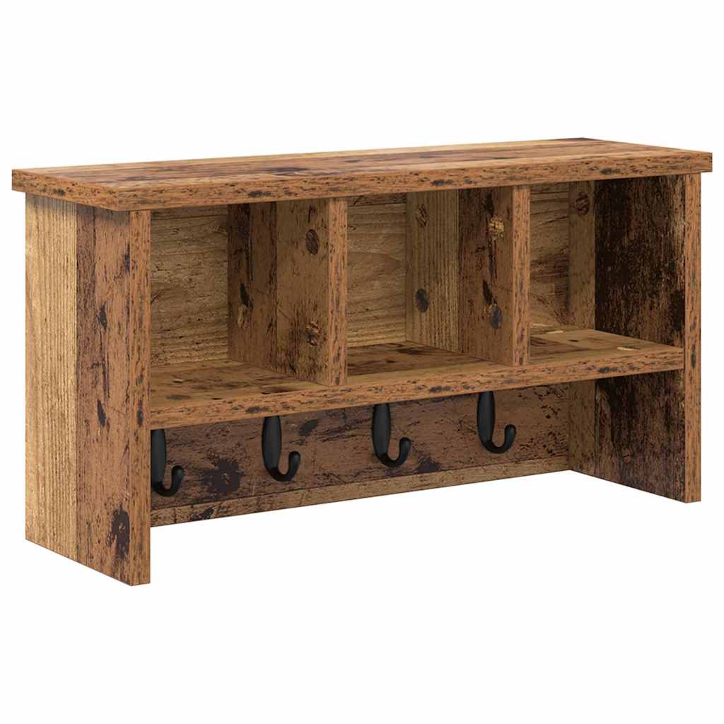 vidaXL Răcător de paltoane montat pe perete Lemn vechi 50 x 16 x 26 cm vidaXL Răcător de paltoane montat pe perete Lemn vechi 50 x 16 x 26 cm