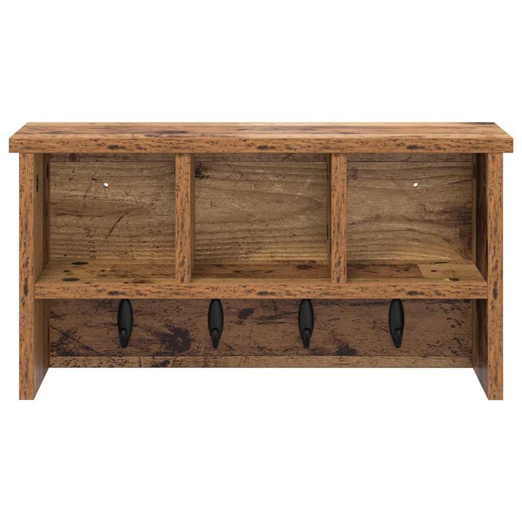 vidaXL Răcător de paltoane montat pe perete Lemn vechi 50 x 16 x 26 cm vidaXL Răcător de paltoane montat pe perete Lemn vechi 50 x 16 x 26 cm