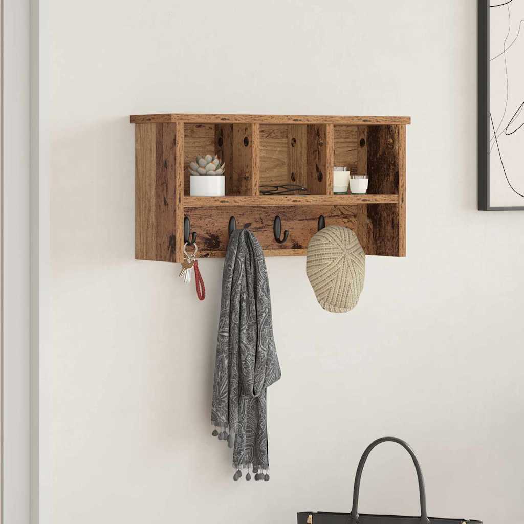 vidaXL Răcător de paltoane montat pe perete Lemn vechi 50 x 16 x 26 cm vidaXL Răcător de paltoane montat pe perete Lemn vechi 50 x 16 x 26 cm