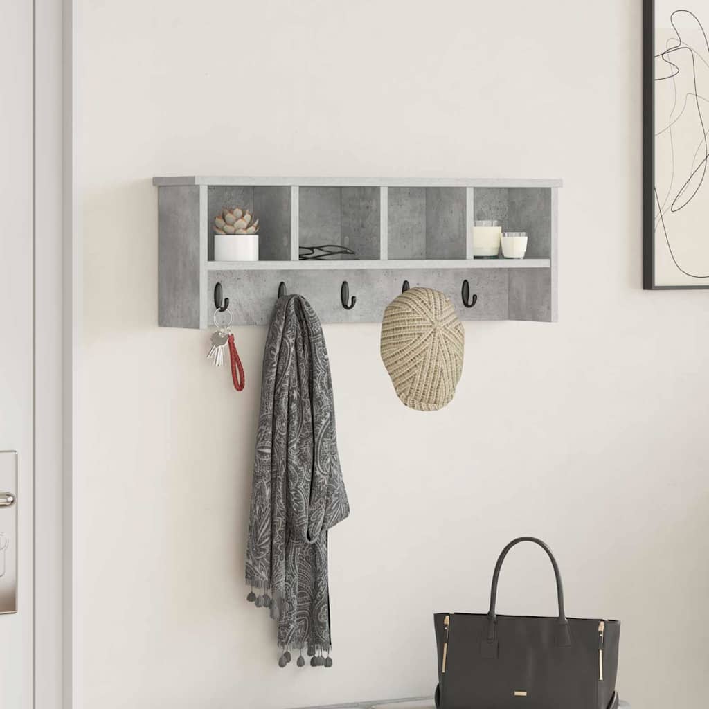 vidaXL Răcător de paltoane montat pe perete Gri beton 75 x 16 x 26 cm vidaXL Răcător de paltoane montat pe perete Gri beton 75 x 16 x 26 cm