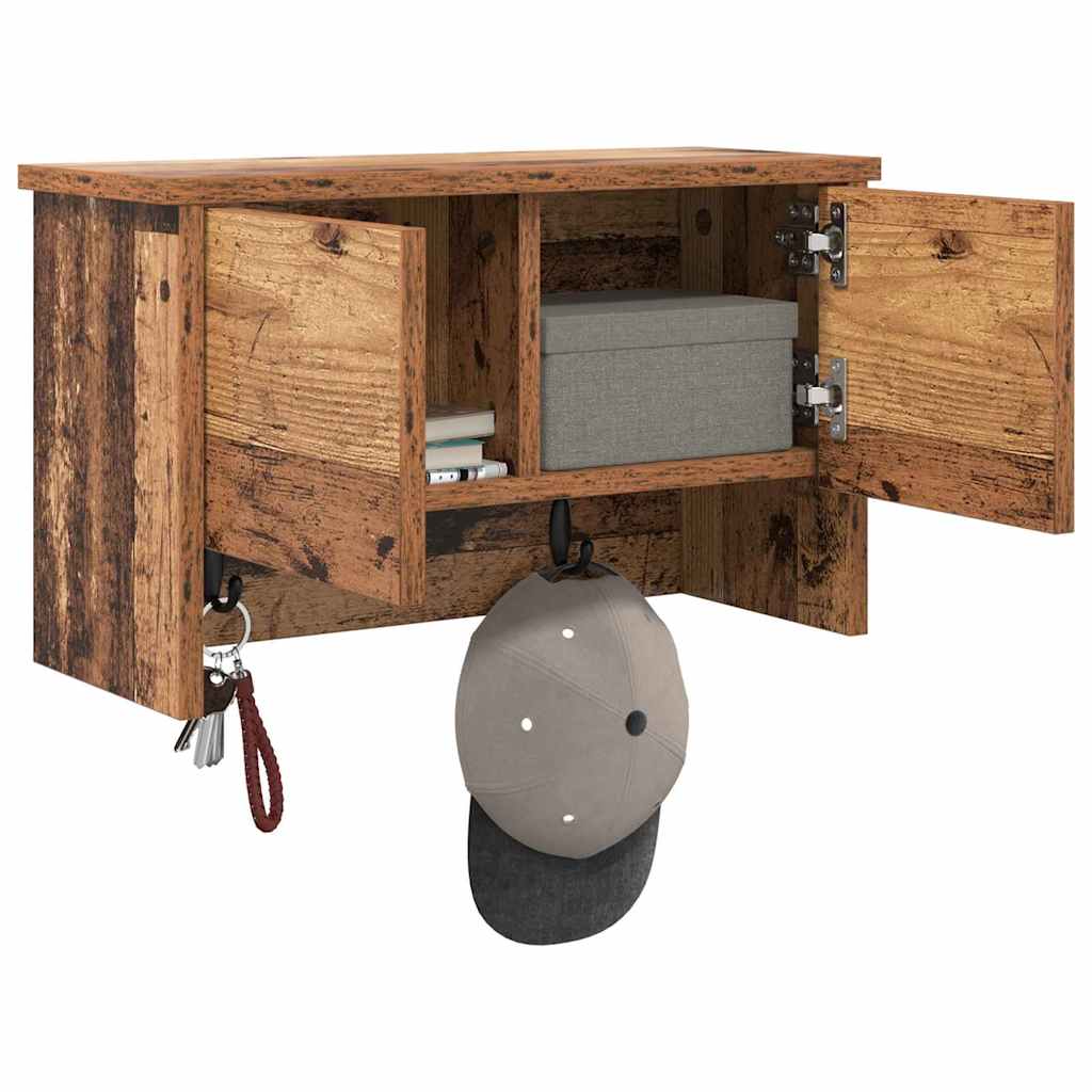 vidaXL Răcător de paltoane montat pe perete Lemn vechi 50 x 20 x 30 cm vidaXL Răcător de paltoane montat pe perete Lemn vechi 50 x 20 x 30 cm