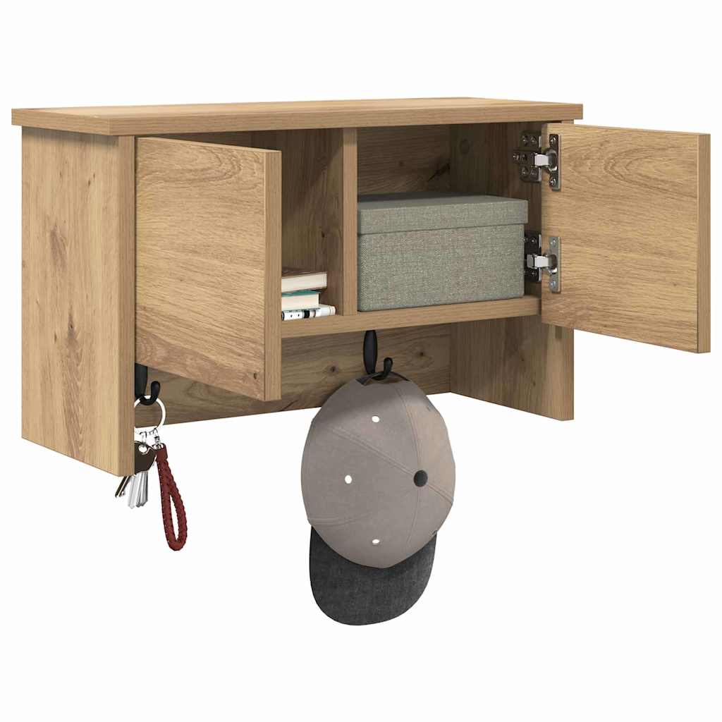 vidaXL Răcător de paltoane montat pe perete cu raft stejar artizanal