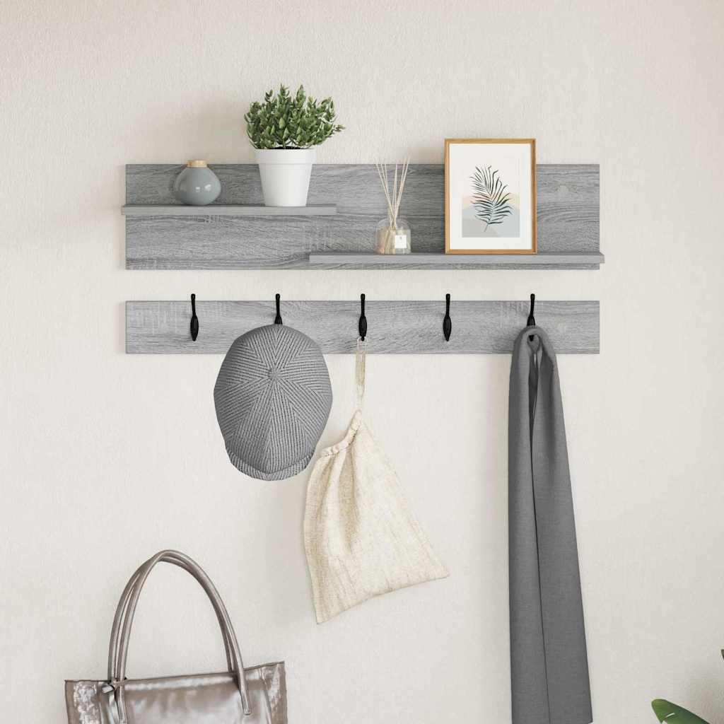 vidaXL Răcător de paltoane montat pe perete sonoma gri 90 x 15 x 36 cm