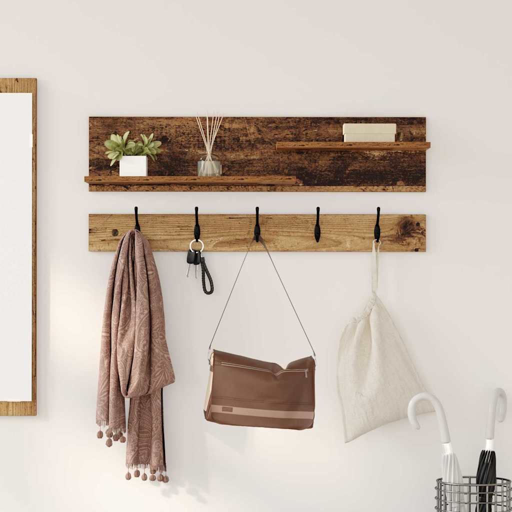 vidaXL Răcător de paltoane montat pe perete Lemn vechi 90 x 15 x 36 cm vidaXL Răcător de paltoane montat pe perete Lemn vechi 90 x 15 x 36 cm