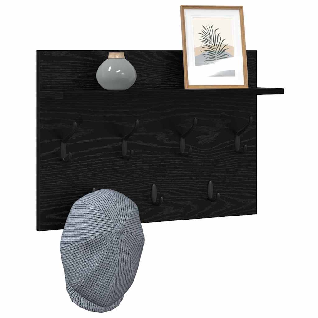 vidaXL Răcător de paltoane montat pe perete cu raft Stejar negru