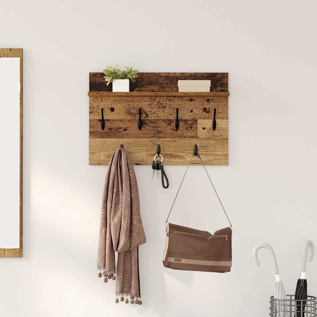 vidaXL Răcător de paltoane montat pe perete Lemn vechi 60 x 40 x 12 cm vidaXL Răcător de paltoane montat pe perete Lemn vechi 60 x 40 x 12 cm