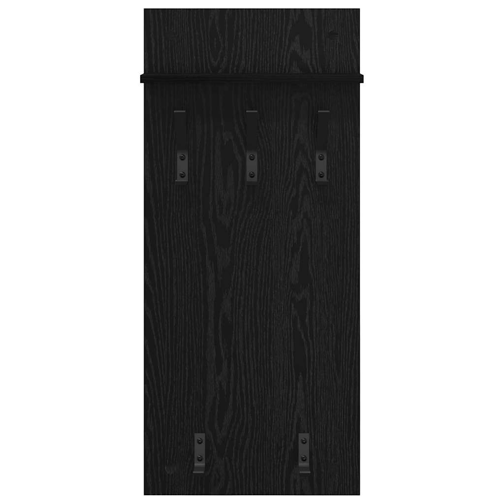 vidaXL Răcător de paltoane montat pe perete cu raft Stejar negru