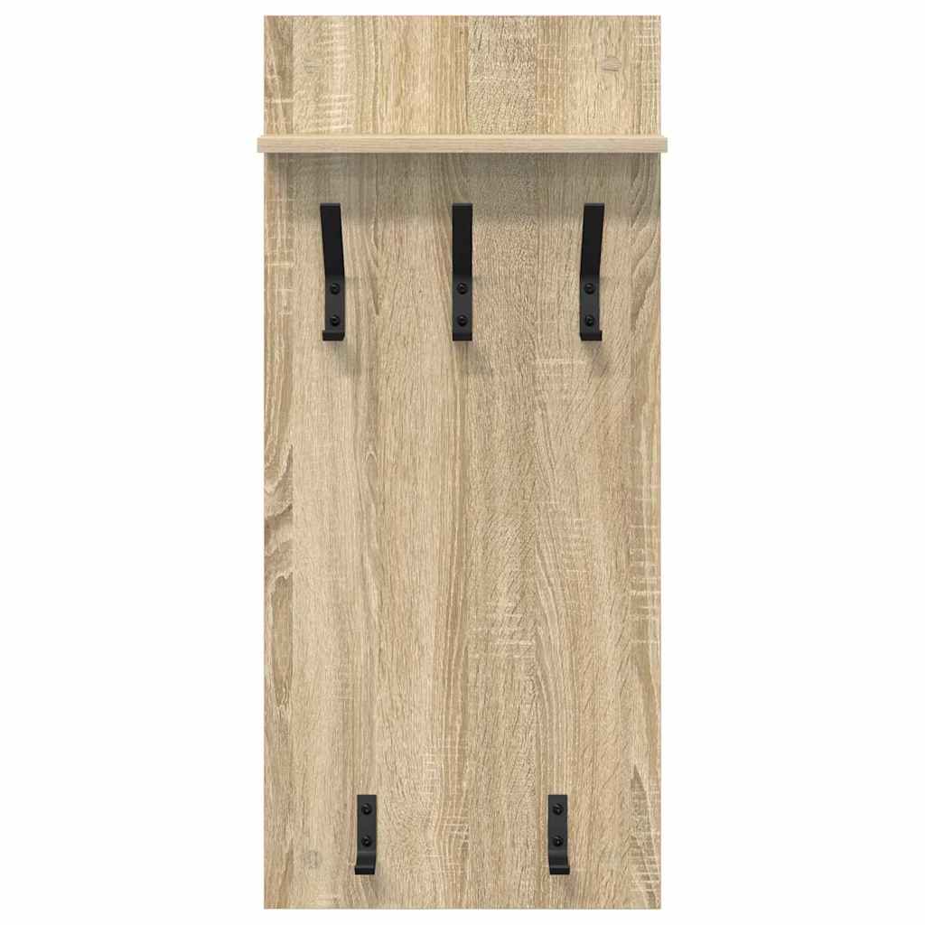 vidaXL Răcător de paltoane montat pe perete cu raft Stejar sonoma