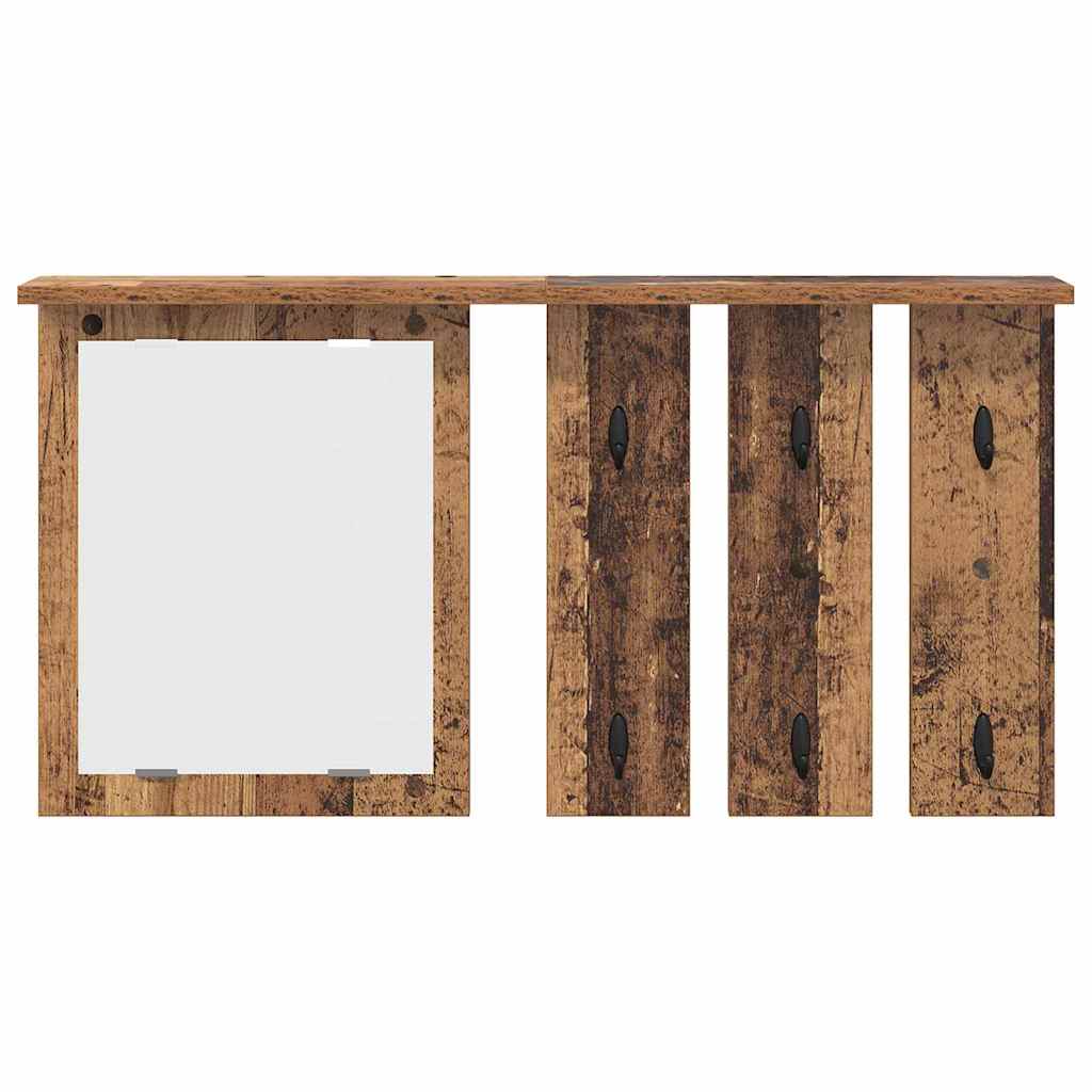 vidaXL Răcător de paltoane montat pe perete Lemn vechi 85 x 10 x 45 cm