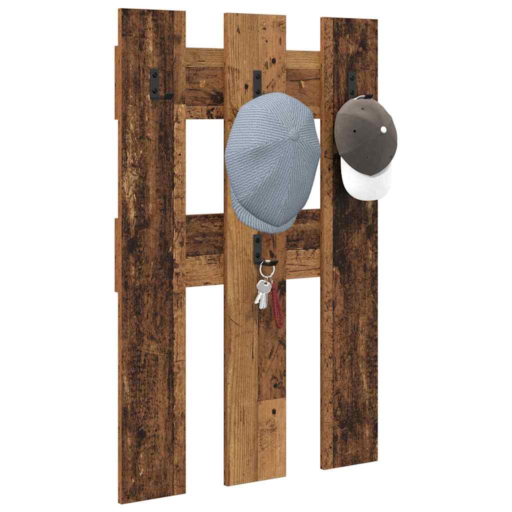 vidaXL Răcător de paltoane montat pe perete Lemn vechi 65 x 3 x 100 cm
