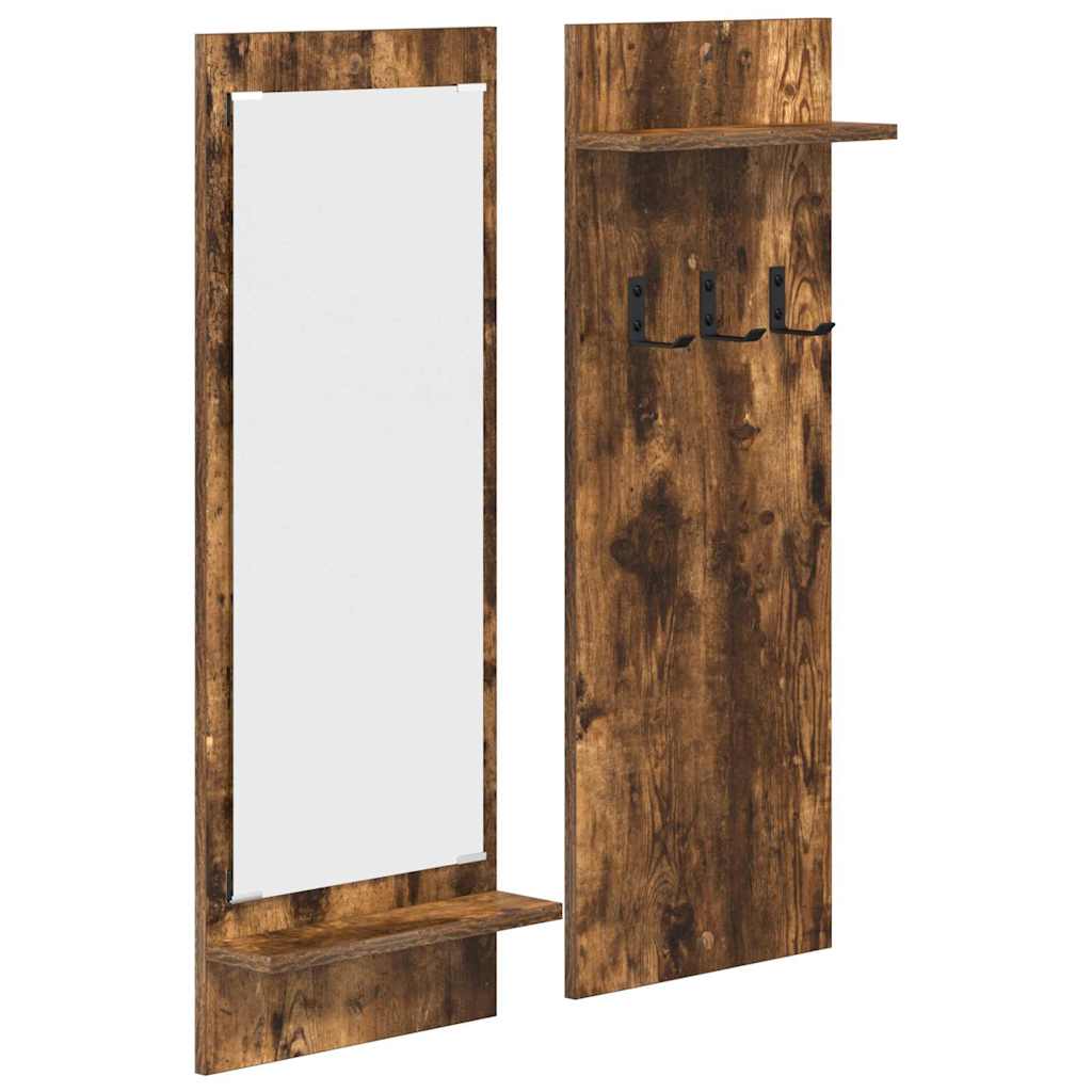 vidaXL Răcător de paltoane montat pe perete cu raft Stejar afumat