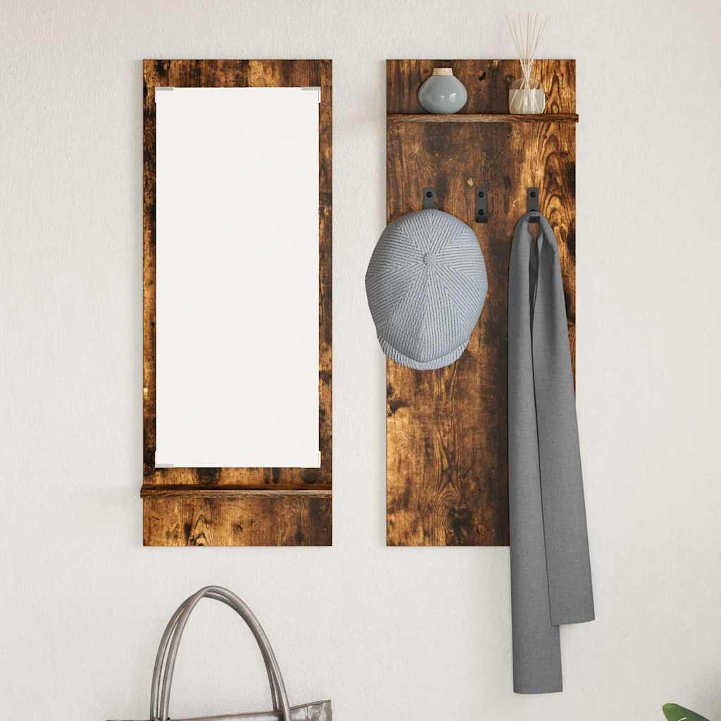 vidaXL Răcător de paltoane montat pe perete cu raft Stejar afumat