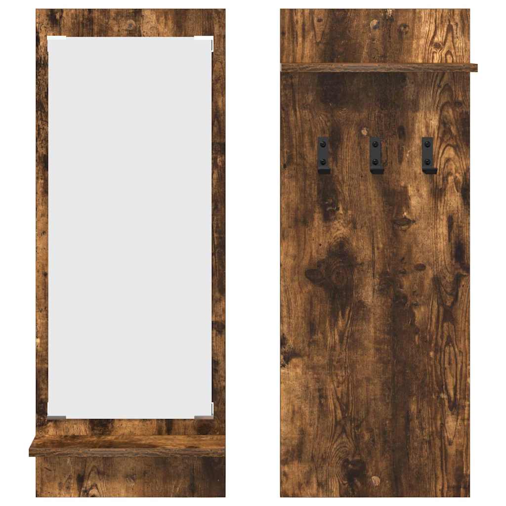 vidaXL Răcător de paltoane montat pe perete cu raft Stejar afumat