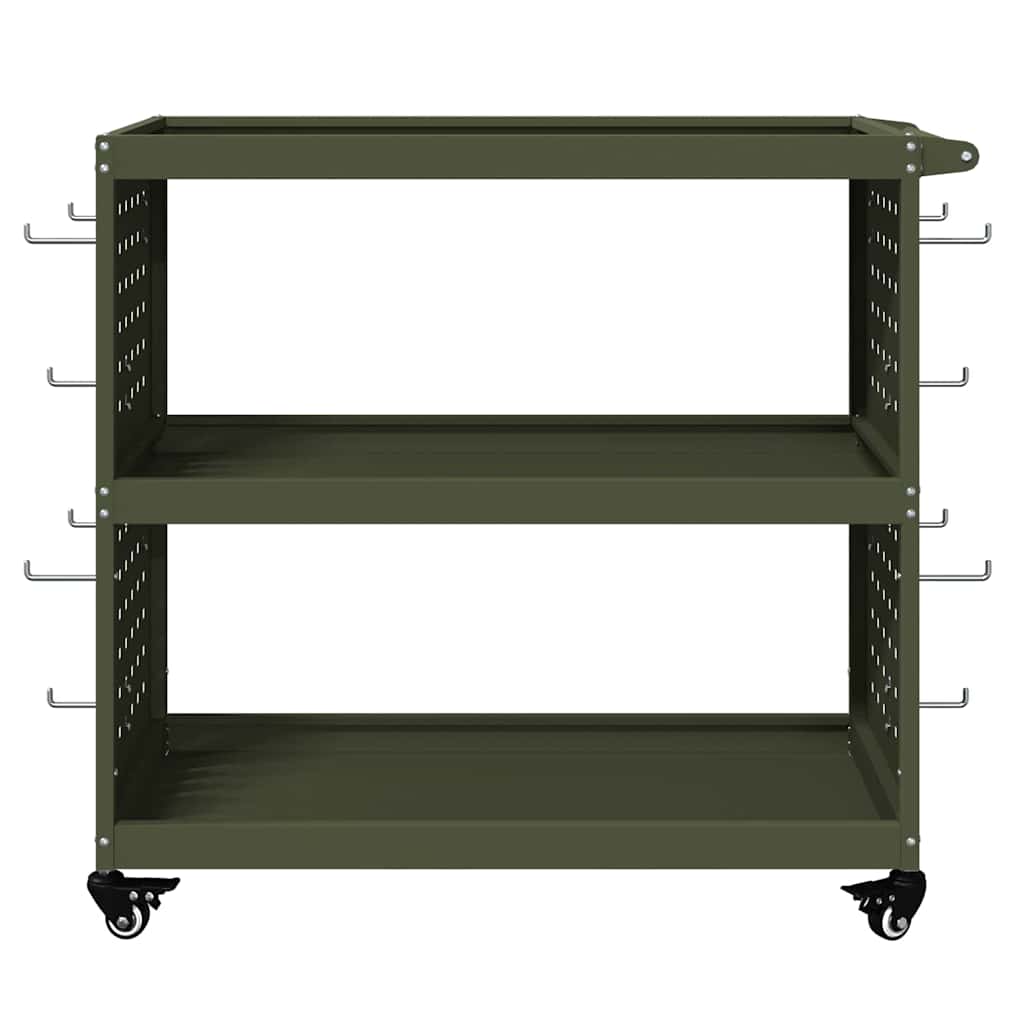 vidaXL Cărucior pentru unelte cu raft cu roata Olivengrønn 75 x 35 x 73 cm vidaXL Cărucior pentru unelte cu raft cu roata Olivengrønn 75 x 35 x 73 cm