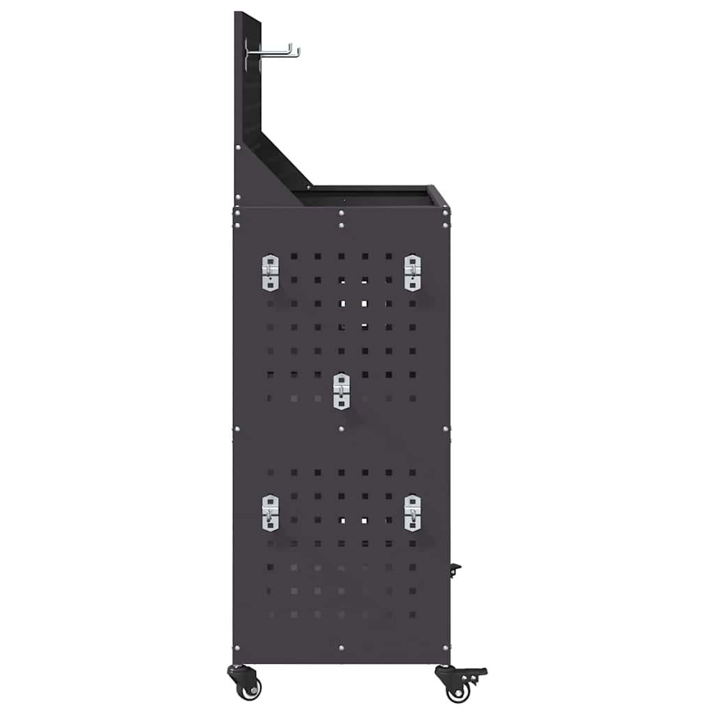 vidaXL Cărucior pentru unelte cu raft cu roata Negru 65 x 35 x 111 cm Metal