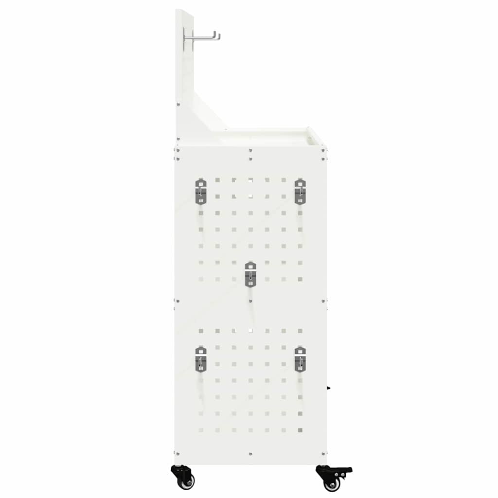 vidaXL Cărucior pentru unelte cu raft cu roata Alb 65 x 35 x 111 cm