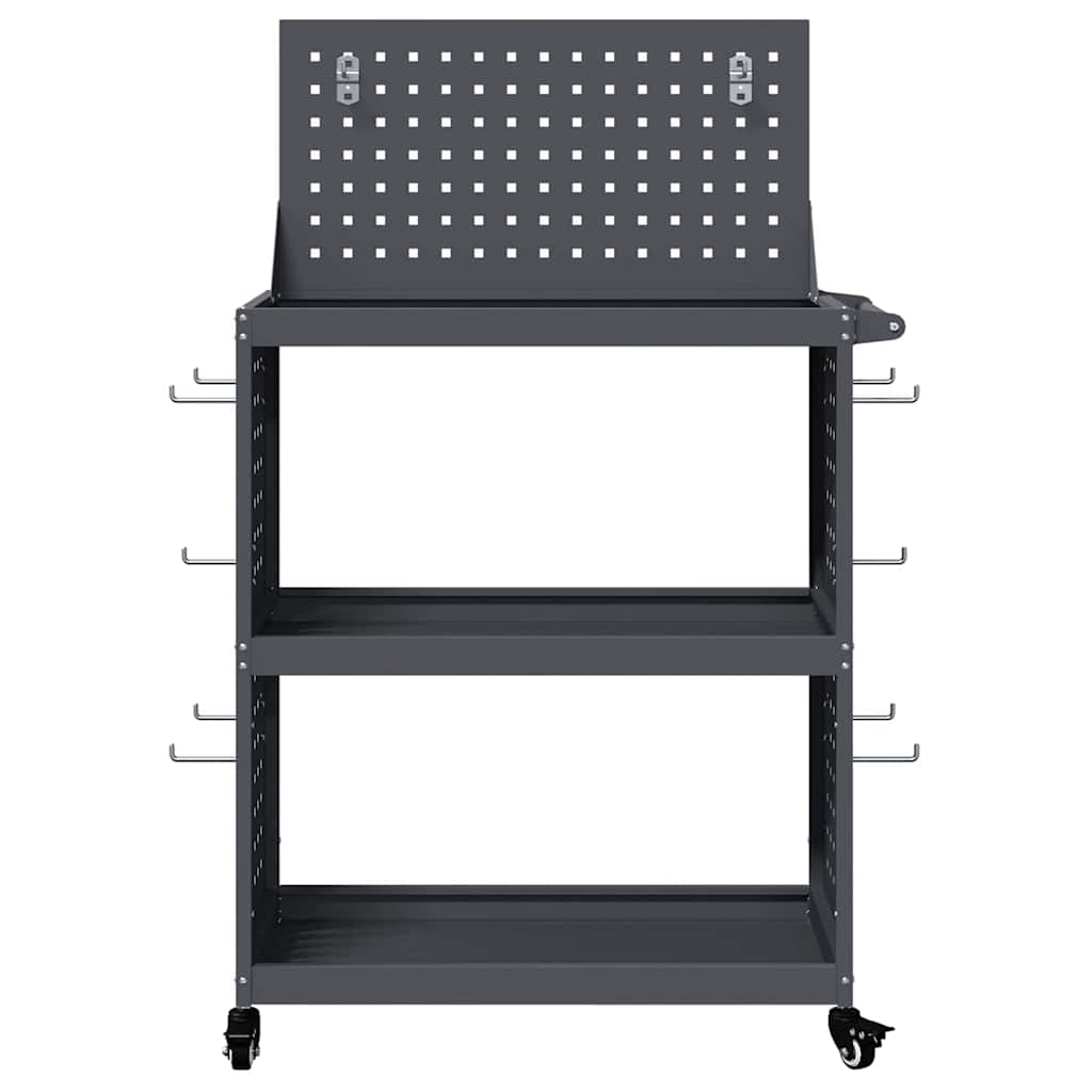 vidaXL Cărucior pentru unelte cu raft cu roata cu depozitare Manual Antracit 65 x 35 x 111 cm