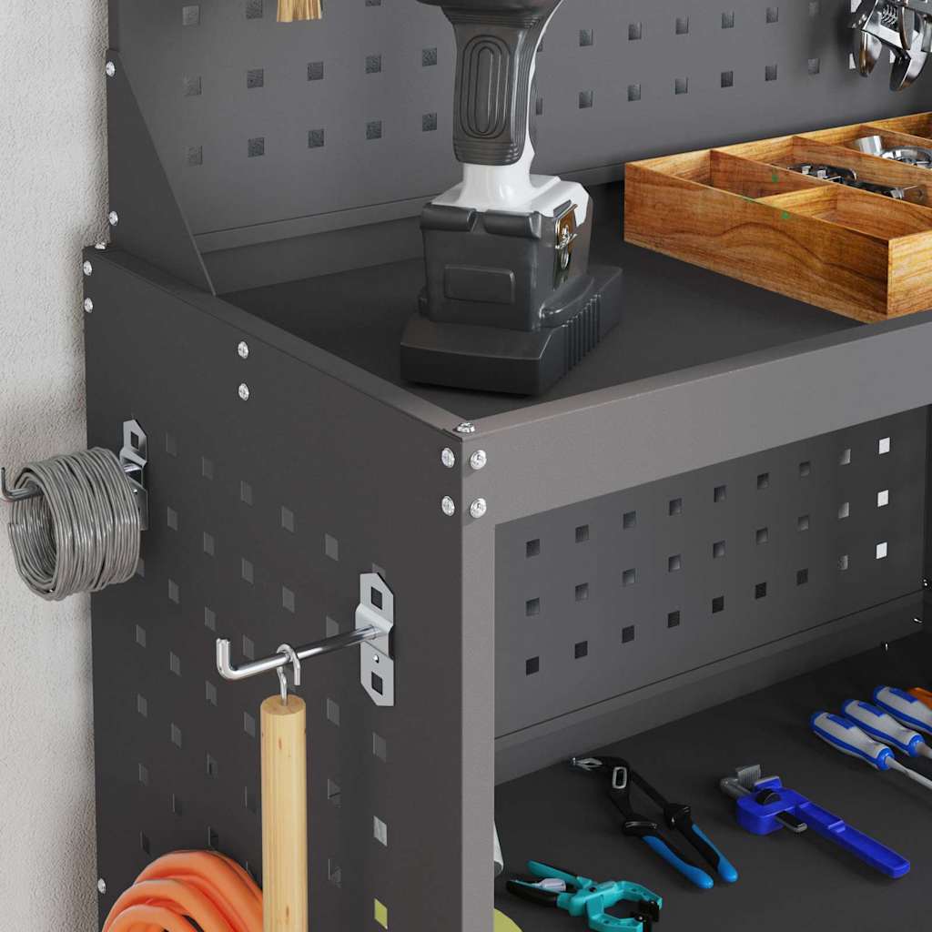 vidaXL Cărucior pentru unelte cu raft cu roata Negru 65 x 35 x 111 cm