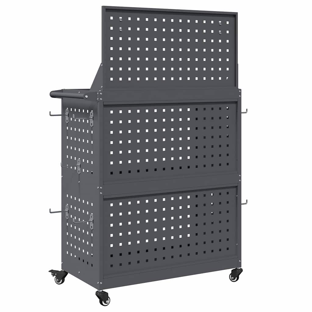 vidaXL Cărucior pentru unelte cu raft cu roata cu depozitare Manual Antracit 65 x 35 x 111 cm vidaXL Cărucior pentru unelte cu raft cu roata cu depozitare Manual Antracit 65 x 35 x 111 cm