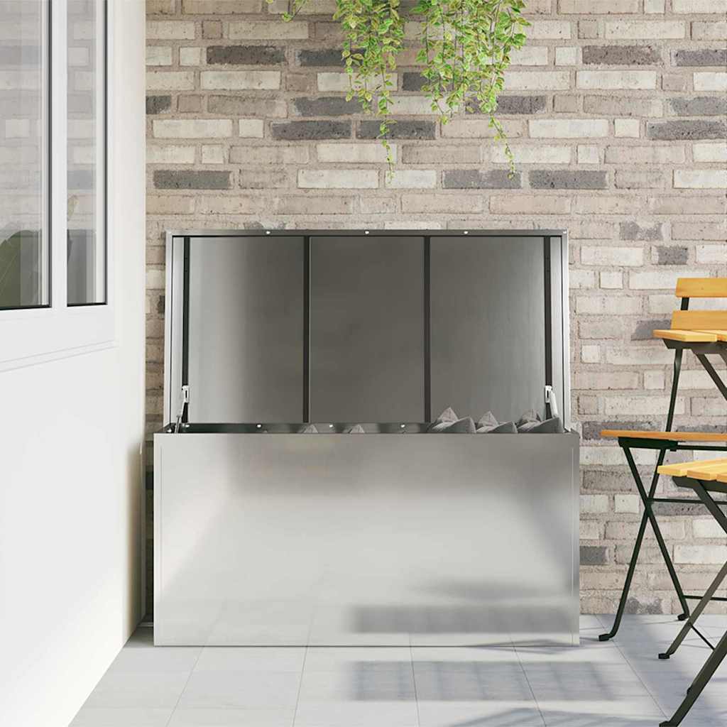 vidaXL Cutie de depozitare exterioară Argintiu 100 x 50,5 x 50 cm Oțel