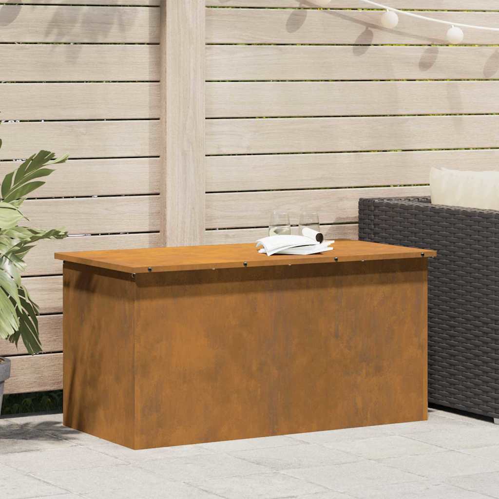 vidaXL Cutie de depozitare exterioară Ruginit 100 x 50,5 x 50 cm Oțel