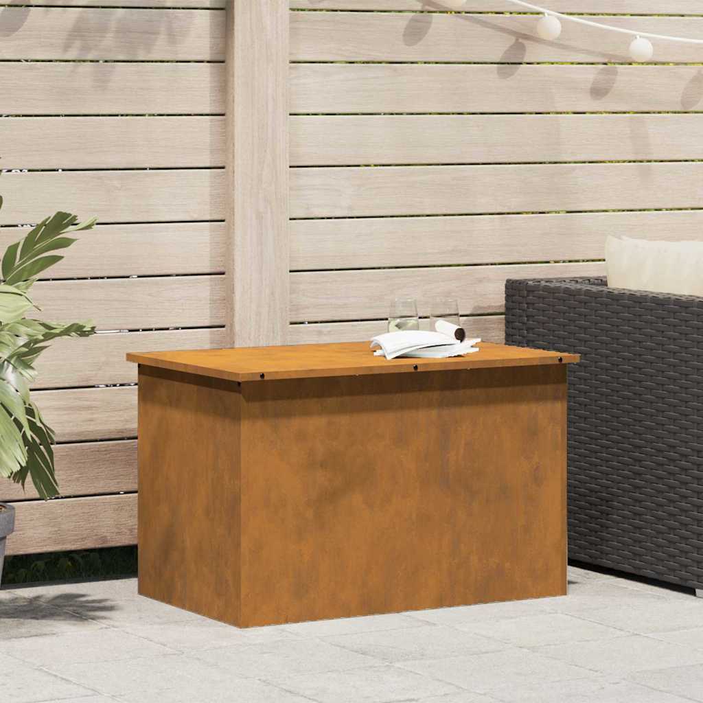 vidaXL Cutie de depozitare exterioară Ruginit 80 x 50,5 x 50 cm Oțel