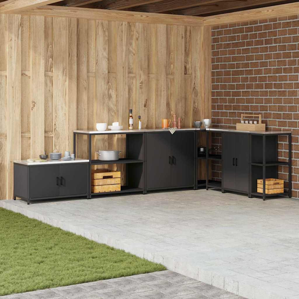 vidaXL Raft de depozitare pentru bucătărie Negru 60 x 50 x 92 cm Oţel vidaXL Raft de depozitare pentru bucătărie Negru 60 x 50 x 92 cm Oţel