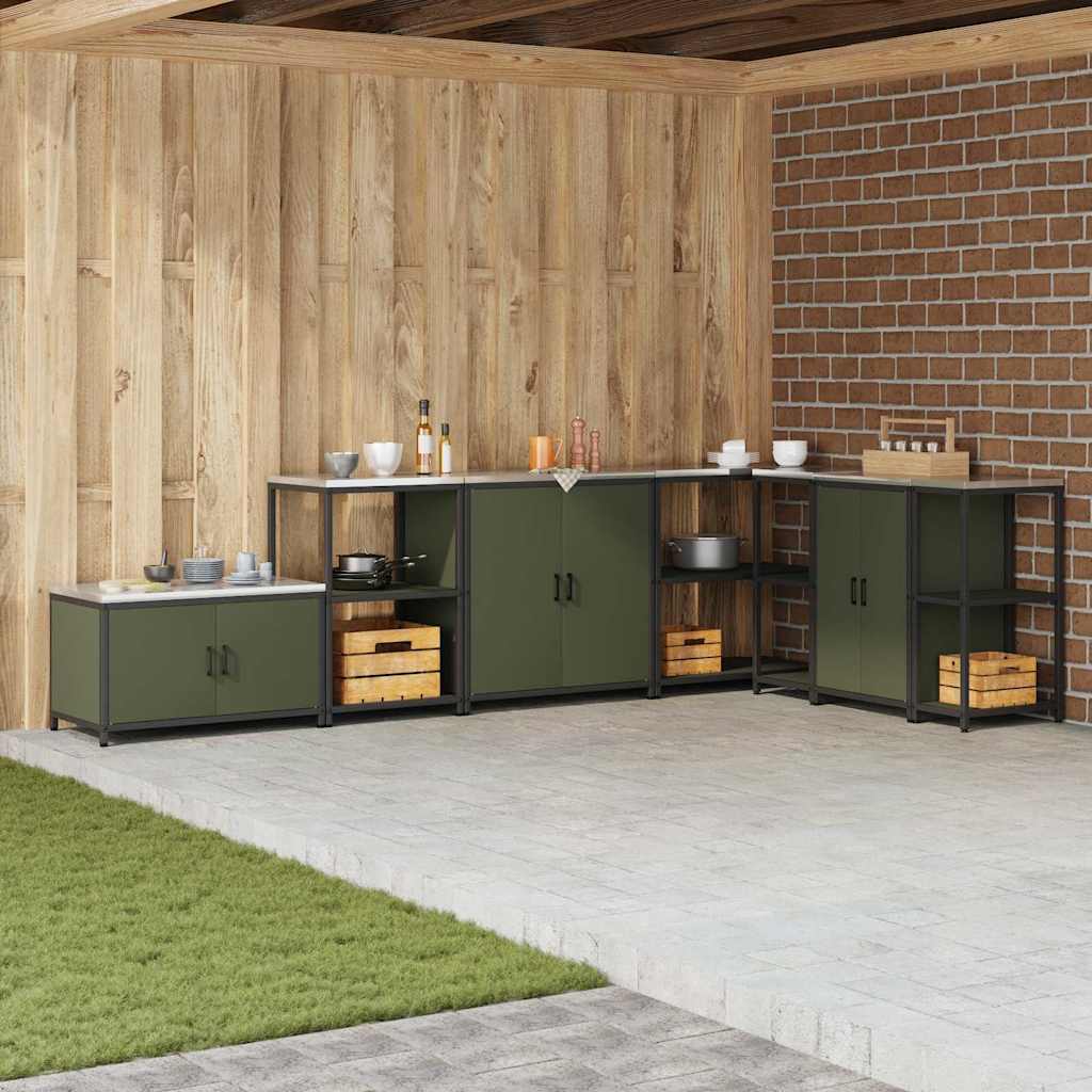 vidaXL Raft de depozitare pentru bucătărie Verde oliv 60 x 50 x 92 cm