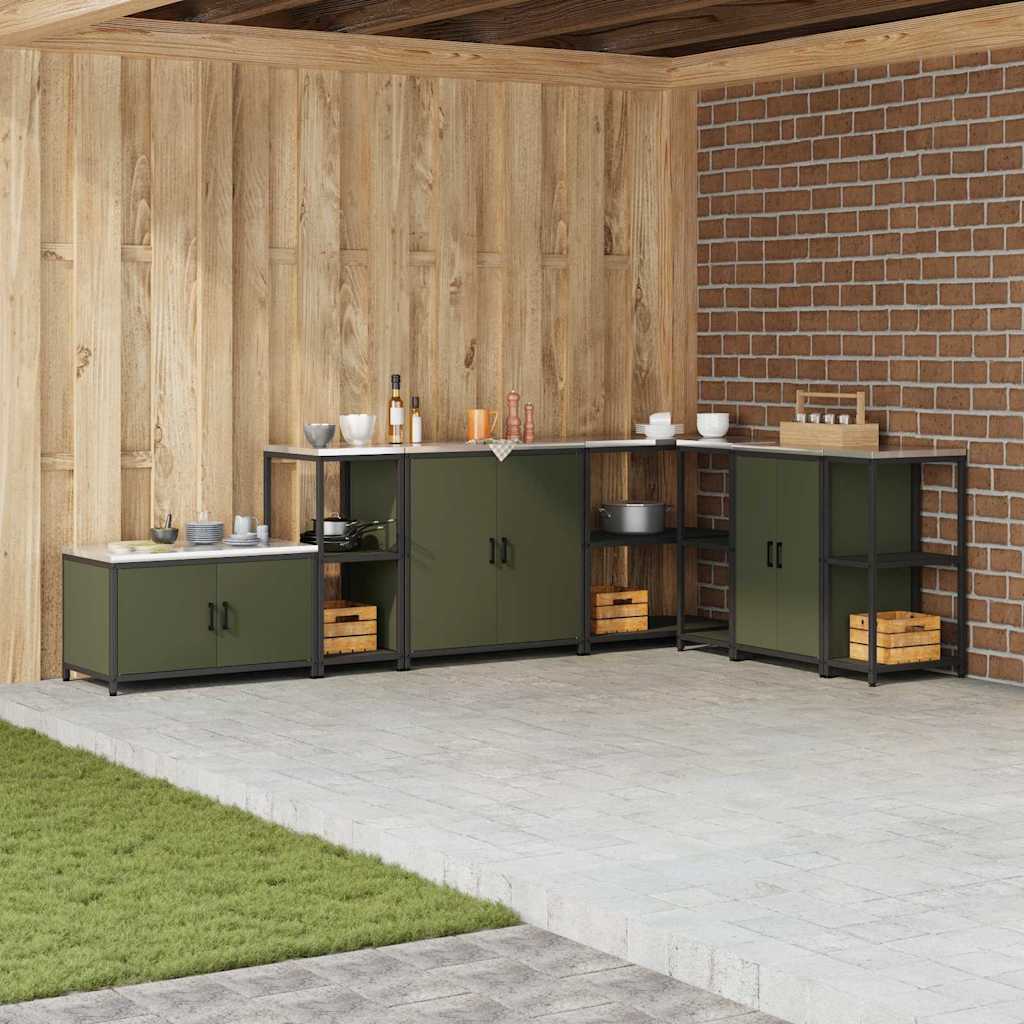 vidaXL Raft de depozitare pentru bucătărie cu raft Verde oliv Oţel