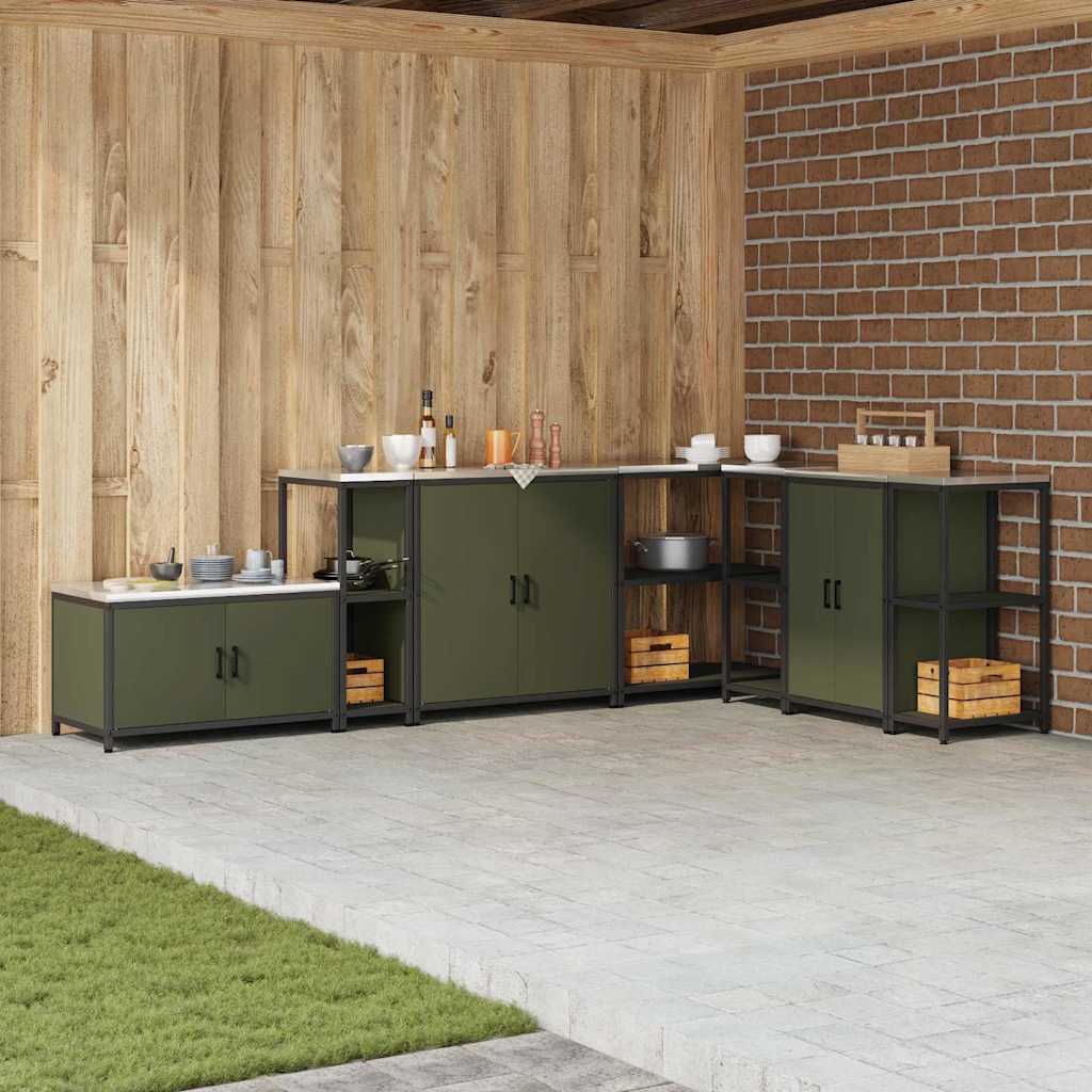 vidaXL Raft de depozitare pentru bucătărie Verde oliv 60 x 50 x 92 cm