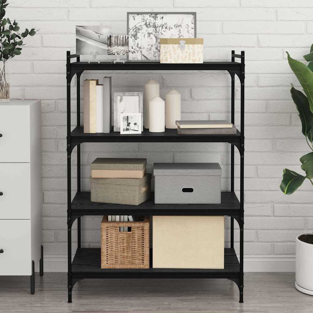 vidaXL Raft pentru cărți 4 pcs Negru 80 x 40 x 1,5 cm Lemn compozit