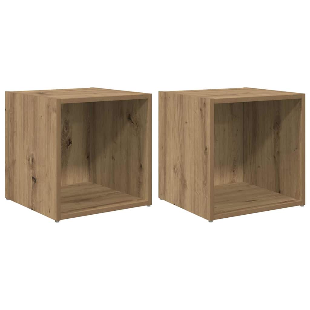 vidaXL Cabinet TV 2 pcs Maro 37 x 35 x 37 cm Lemn compozit vidaXL Cabinet TV 2 pcs Maro 37 x 35 x 37 cm Lemn compozit