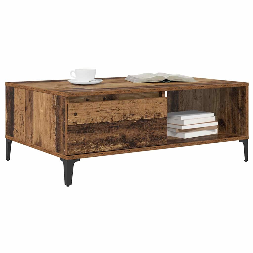 vidaXL Masă de cafea cu raft Lemn vechi 90 x 60 x 35 cm Lemn compozit vidaXL Masă de cafea cu raft Lemn vechi 90 x 60 x 35 cm Lemn compozit