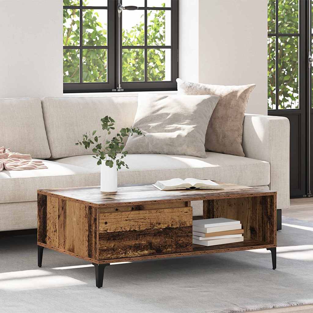vidaXL Masă de cafea cu raft Lemn vechi 90 x 60 x 35 cm Lemn compozit vidaXL Masă de cafea cu raft Lemn vechi 90 x 60 x 35 cm Lemn compozit
